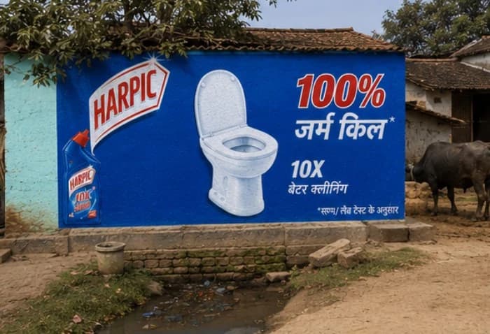 Rural hygiene campaign — Hindi belt · 100% germ-kill